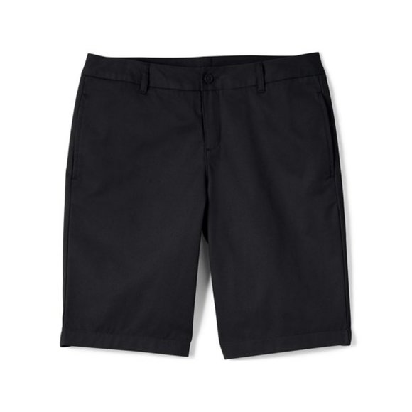 NWT LANDS' END UNIFORM WOMEN'S PLAIN FRONT CHINO SHORTS BLACK 4T, 14T (TALL) - Picture 2 of 9